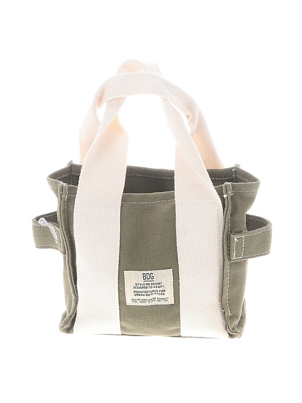 BDG Urban Outfitters Olive Canvas Mini Tote with Cream Straps
